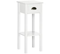 HOMCOM Mesa Auxiliar Mesita de Noche con Cajón y Estante de Almacenamiento Estilo Moderno para Salón Dormitorio 30x30x75 cm Blanco