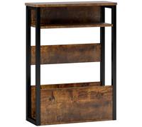 HOMCOM Mesa auxiliar mesita de noche con estante de dos niveles esquinas redondeadas 46x18x58,5 cm Marrón rústico Aosom España