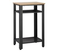 HOMCOM Mesa Auxiliar Estilo Industrial Mesita de Noche con 2 Estantes de Rejilla Metal y Pies Ajustables 45x35x75cm Roble y Negro Aosom España