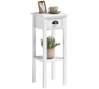 HOMCOM Mesa Auxiliar Moderna, Mesa Auxiliar para Sofá, con Cajón y Estante, Mesita de Noche para Salón, Dormitorio, 30x30x75 cm, Blanco