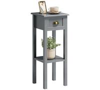 HOMCOM Mesa Auxiliar Estilo Moderno Mesita Auxiliar con Cajón y Estante de Almacenamiento Mesita de Noche para Sala de Estar Dormitorio 30x30x75 cm Gris