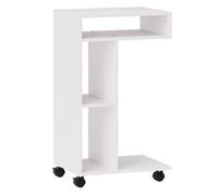 Homcom Mesa Auxiliar En Forma De C Con Ruedas 40x30x69 Cm Blanco