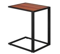 HOMCOM Mesa Auxiliar para Sofá en Forma de C 40,6x50,8x64,2 cm Estructura de Metal y Tablero MDF Color Nogal para Salón Moderno Aosom España