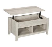 HOMCOM Mesa de centro con tapa elevable mesa de salón con estantes y compartimento oculto 105x50x49-62,5 cm para salón Aosom España