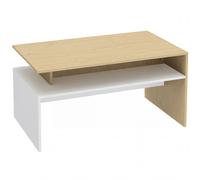 HOMCOM Mesa baja para Salón con Compartimento para Salón Sala de Estar 95x55x50 cm Natural y Blanco