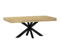 HOMCOM Mesa baja rectangular, mesa auxiliar, estilo industrial, 110 x 60 x 45 cm, de metal negro y bandeja de aspecto madera