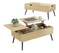 HOMCOM Mesa café elevable Doble Cubierta 100x50x58 cm Madera Natural