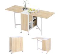 HOMCOM Mesa Comedor Plegable Multifuncional con 4 Compartimentos Espacio Reducido Salón Madera 3 Formas Ahorro de Espacio Aosom España