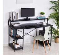 HOMCOM Mesa para Computadora Escritorio de Oficina con 3 Estantes Tabla Superior Patas con Almohadillas Ajustables Antideslizantes Metal 140x60x93 cm