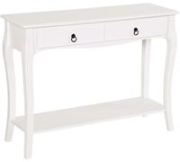 HOMCOM Mesa Consola Aparador Salón Comedor Mueble Recibidor Mesa Auxiliar con Cajones y Estante Diseño Elegante 100x33x75cm Madera Color Blanco Brillo