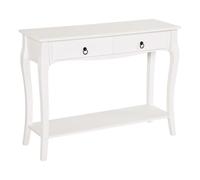 HOMCOM Mesa Consola Aparador Salón Comedor Mueble Recibidor Mesa Auxiliar con Cajones y Estante Diseño Elegante 100x33x75cm Madera Color Blanco Brillo