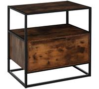 HOMCOM Mesa Consola Auxiliar de Estilo Industrial con Gran Cajón y Estante Abierto con Superficie Espaciosa Mesa Multifuncional Retro con Marco de Metal 73x45,5x76 cm Marrón Rústico
