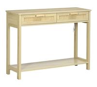 HOMCOM Mesa Consola con 2 Cajones y Estante Inferior 100x30x76 cm Natural