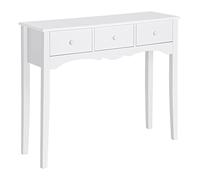 HOMCOM Mesa Consola de Madera Mueble Recibidor de Entrada con 3 Cajones para Salón Pasillo Carga 45 kg 100x32x85 cm Blanco
