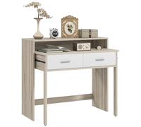 HOMCOM Mesa Consola Escritorio Extensible de 2 Niveles 95x35x87 cm Roble