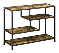HOMCOM Mesa Consola Mesa de entrada Punta de Sofá Estilo Industrial con 4 niveles de almacenamiento, 3 estantes inferiores, acero y aspecto madera, 99,6 x 33,6 x 74 cm