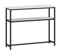 HOMCOM Mesa Consola Moderna 100 cm Consola Recibidor Estrecha con Superficie con Efecto Mármol Estante Abierto y Marco de Metal Mesa de Sofá para Entrada Sala de Estar Blanco