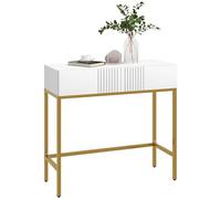HOMCOM Mesa Consola Moderna con 2 Cajones y Patas de Acero 80x31,5x75 cm Blanco Blanco