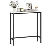 HOMCOM Mesa Consola Moderna Consola Recibidor Estrecha con Superficie con Efecto Mármol y Marco de Metal para Entrada Sala de Estar 75x24x76 cm Blanco y Negro