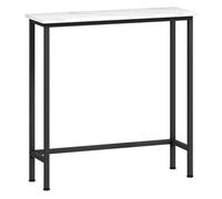 HOMCOM Mesa Consola Moderna Consola Recibidor Estrecha con Superficie con Efecto Mármol y Marco de Metal para Entrada Sala de Estar 75x24x76 cm Blanco y Negro