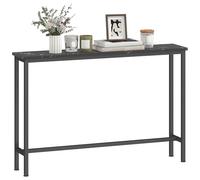 HOMCOM Mesa Consola Moderna Consola Recibidor Estrecha Mesa de Sofá con Superficie con Efecto Mármol y Marco de Metal para Entrada Sala de Estar 100x20x66 cm Negro