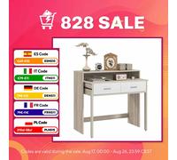 HOMCOM Mesa Consola Escritorio Extensible de 2 Niveles 95x35x87 cm Roble