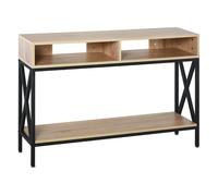 HOMCOM Mesa Consola Mueble para Recibidor con 2 Compartimientos y Estante Consola para Recibidor Entrada Pasillo 120x23,5x75 cm Roble y Negro