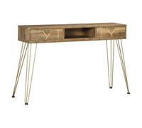 HOMCOM Consola Mueble Recibidor de Entrada con 2 Cajones Estante Abierto y Patas de Acero 120x29x79 cm Madera y Bronce Aosom España
