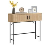HOMCOM Mesa Consola Vintage con 2 Puertas Correderas 100x30x80 cm Roble