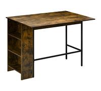 HOMCOM - Mesa de bar con almacenamiento, mesa Bistrot Ilot Central bandeja lateral plegable y 3 estantes, 120 x 76 x 91,4 cm, color marrón rústico