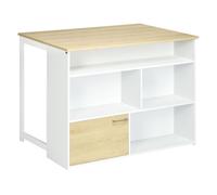 HOMCOM Mesa Alta Cocina Blanco Mesa de Cocina con Almacenaje Isla de Cocina Multifuncional 116x79x91 cm Aosom España
