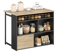 HOMCOM - Mesa de bar extensible con tapa, mesa alta cocina, 1 armario para puerta y 4 compartimentos abiertos, estilo moderno, para espacios pequeños, comedor, salón, 116 x 79,6 x 90,5 cm, color negro