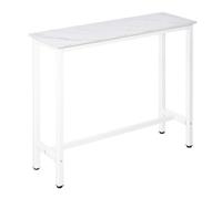 HOMCOM Mesa de Bar Mesa Alta con Encimera de Melamina Efecto Marmoleado y Patas de Acero Estilo Moderno para Cocina Cafetería Comedor 120x40x100 cm Blanco