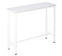 HOMCOM Mesa de Bar Mesa Alta con Encimera de Melamina Efecto Marmoleado y Patas de Acero Estilo Moderno para Cocina Cafetería Comedor 120x40x100 cm Blanco