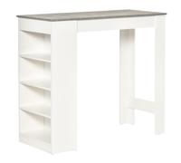 HOMCOM Mesa de Bar Mesa Alta Tipo Bistró de Cocina con Estantería de 4 Niveles Melamina para Comedor Salón 115x50x102,7cm Blanco y Gris Aosom España