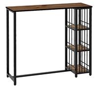 HOMCOM - Mesa de bar, mesa alta de cocina, comedor de pie con estantes, 120 x 40 x 105 cm, base de acero, color negro y marrón