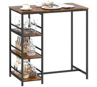 HOMCOM - Mesa de bar para comedor y cocina, con 3 estantes de almacenamiento y marco de acero, 90 x 50 x 90,5 cm, color marrón rústico, negro
