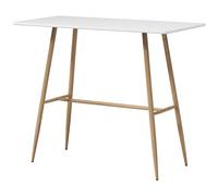 HOMCOM Mesa de bar rectangular para 4 personas, mesa alta con patas de acero efecto madera, mesa Bistro fácil de montar, para bar de casa, comedor, 120 x 60 x 98 cm, color blanco