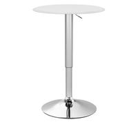HOMCOM Mesa de Bar Redonda Ajustable en Altura 67-93 cm, Mesa Alta de Bar, Tablero Ø63 cm y Giratorio 360°, con Base Redonda de Metal Cromado, para Bistró, Cocina Comedor, Blanco