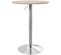 HOMCOM Mesa de bar redonda mesa alta cocina comedor de pie ajustable en altura 69 - 91 cm con bandeja giratoria de 360 ° Base de acero natural y gris