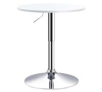 HOMCOM Mesa de Bar Regulable en Altura Base Redonda Ø60x69-93 cm Blanco | Antideslizante, Mesa Alta, para Cocina Comedor