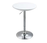 HOMCOM Mesa de Bar Regulable en Altura Giratoria 360º con Base Redonda Mesa Alta de Acero Moderna para Cocina Comedor Cafetería 61x61x76-97 cm Blanco