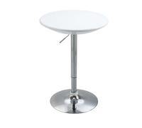 HOMCOM Mesa de Bar Regulable en Altura Giratoria 360º con Base Redonda Mesa Alta de Acero Moderna para Cocina Comedor Cafetería 61x61x76-97 cm Blanco