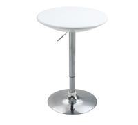 HOMCOM Mesa de Bar Regulable en Altura Giratoria 360º con Base Redonda Mesa Alta de Acero para Cocina Comedor 61x61x76-97 cm Blanco Aosom España