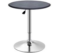 HOMCOM Mesa de Bar Regulable en Altura Hidraulica Pub Vinilo Negro Altura Ø63 Diametro Aosom España