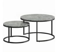 HOMCOM Mesa de café moderna set de 2, mesas auxiliares apilables con estructura metálica para salón, dormitorio, oficina, Gris Aosom España