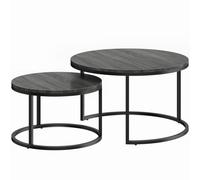 HOMCOM Mesa de café moderna set de 2, mesas auxiliares apilables con estructura metálica para salón, dormitorio, oficina, Negro Aosom España