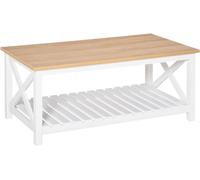 Homcom Mesa de centro 116x60x48 cm natural y blanco
