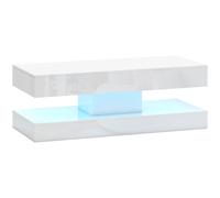 HOMCOM Mesa de Centro con Cajones y Luces LED Mesa Auxiliar Moderna con Estante Abierto Mesa de Centro Tablero de Partículas Blanco Aosom España