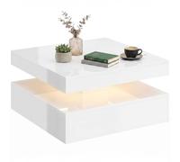 HOMCOM Mesa de Centro con LED RGB de 7 Colores 78x78x40 cm Blanco